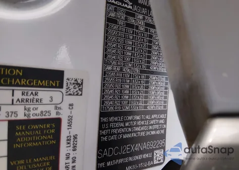 2022 Jaguar F-Pace S P250 Awd Automatic from USA, damaged, VIN SADCJ2EX4NA692295